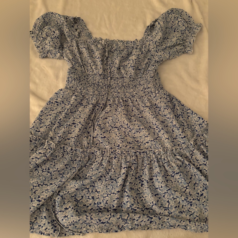 Floral Blue Smocked Dress